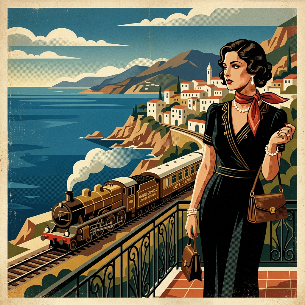 1930s European Travel Poster AI Trend AI portrait example — Vintage & Retro
