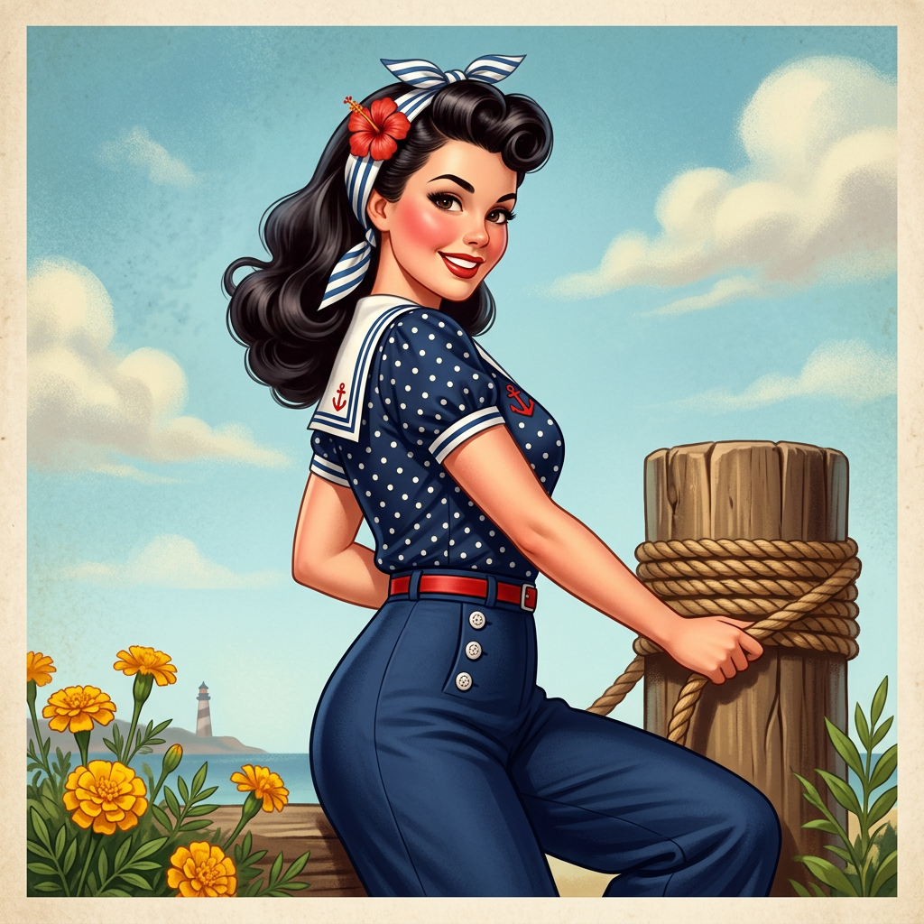 1940s Vintage Pin-Up Poster AI Trend AI portrait example — Vintage & Retro