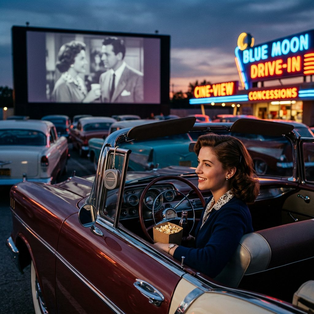 1950s Drive-In Movie AI Portrait AI portrait example — Vintage & Retro