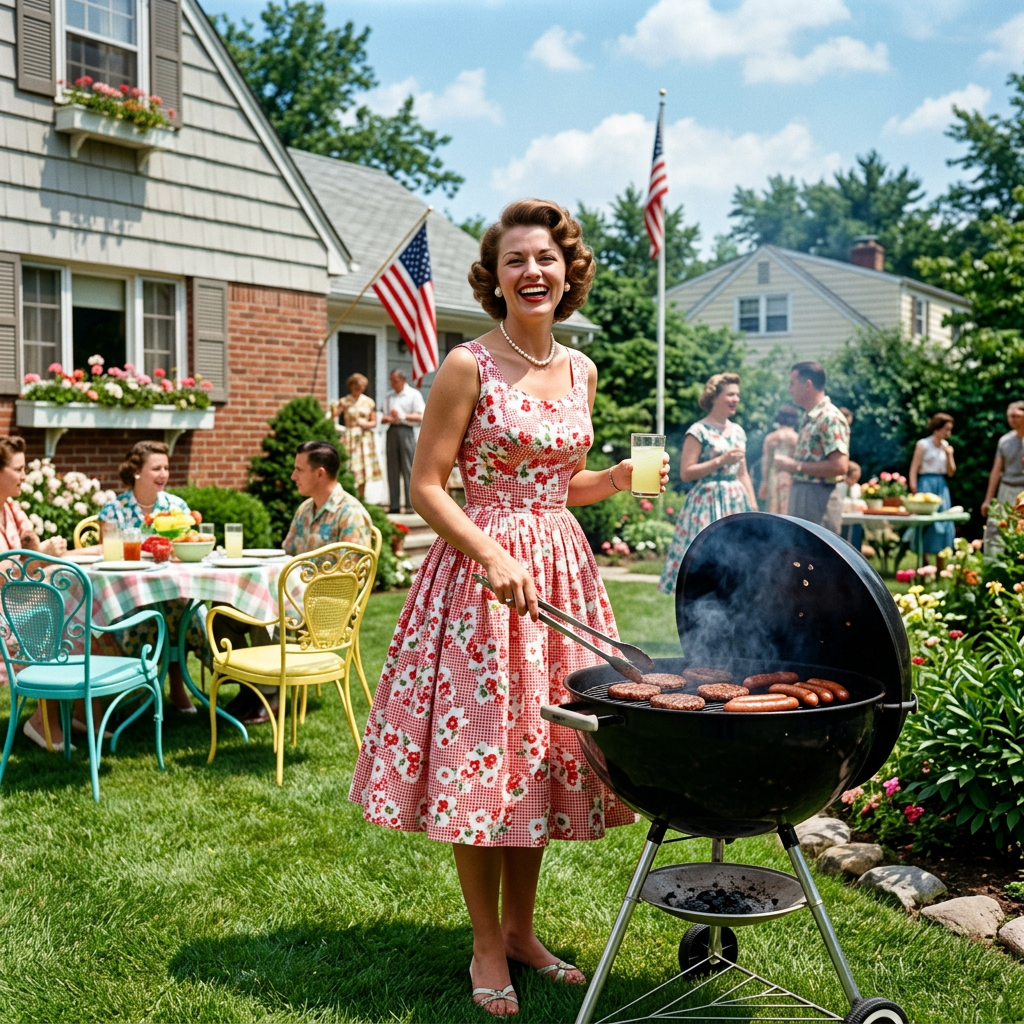 1950s Suburban Backyard BBQ AI Trend AI portrait example — Vintage & Retro