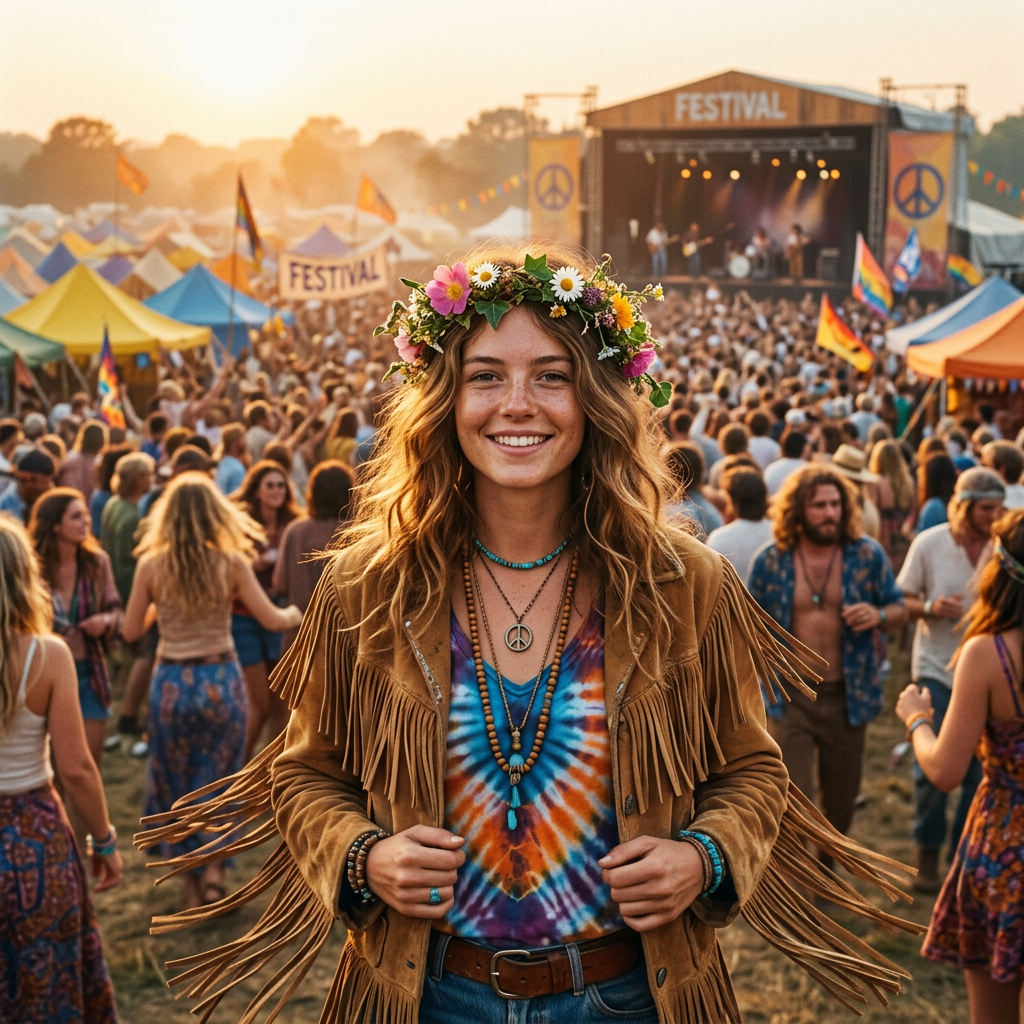 1960s Peace & Love Festival AI Trend AI portrait example — Vintage & Retro