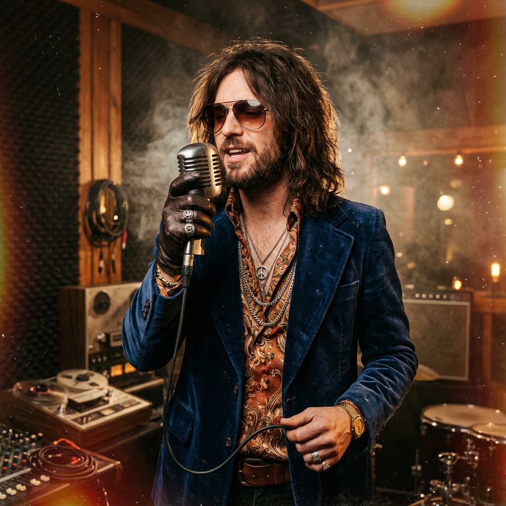 1970s Hollywood Rockstar AI Portrait AI portrait example — Cinematic & Movie Poster