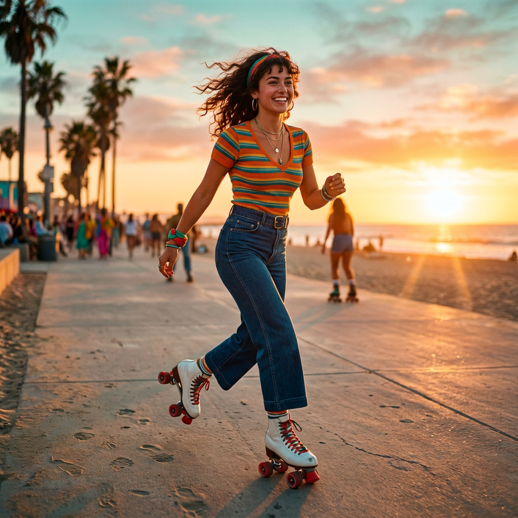 1970s Sunset Roller Disco AI Portrait AI portrait example — Vintage & Retro