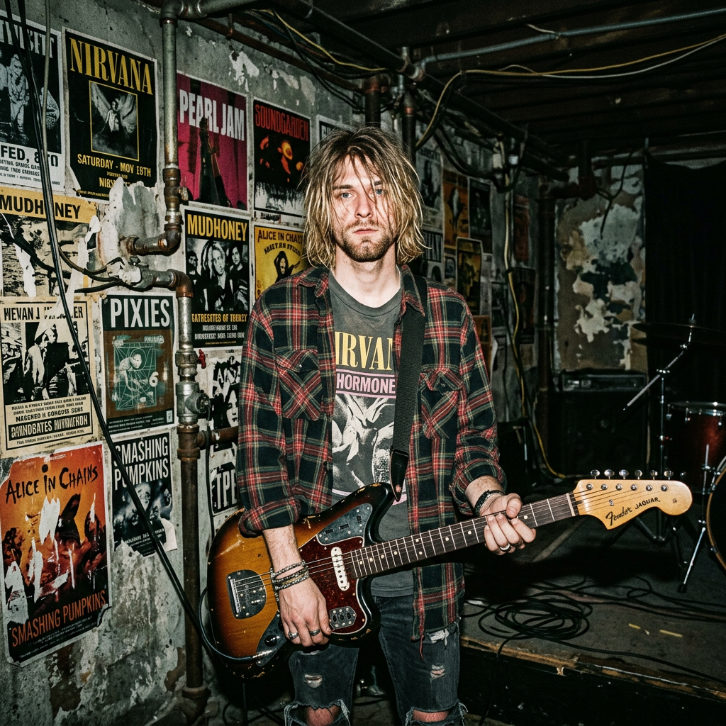 1990s Seattle Grunge Basement AI Trend AI portrait example — Vintage & Retro