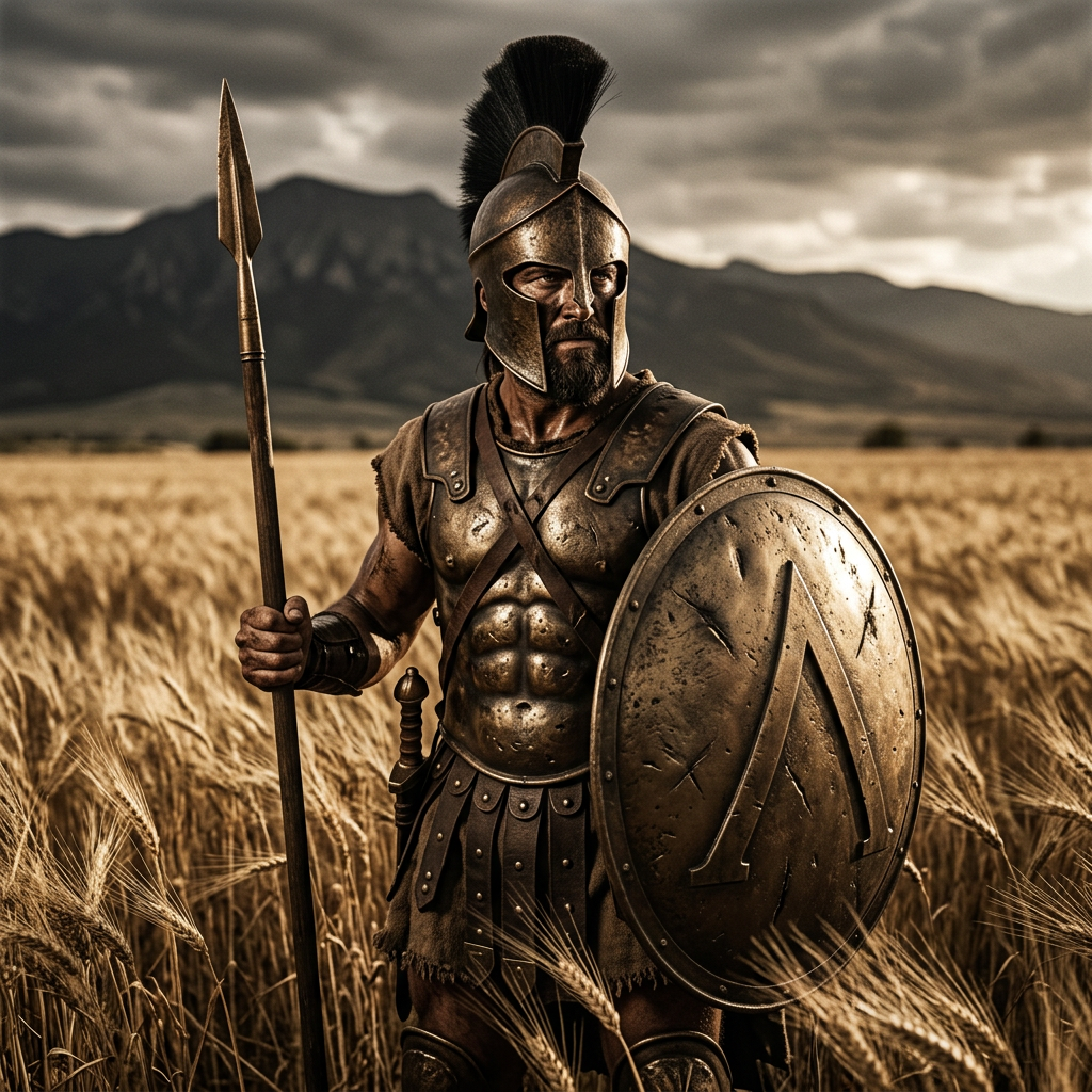 300 Spartan Gilded Battle AI Portrait AI portrait example — Cinematic & Movie Poster