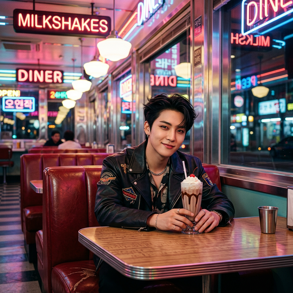 Retro 50s Diner K-Pop Portrait AI AI portrait example — K-Pop & Idol