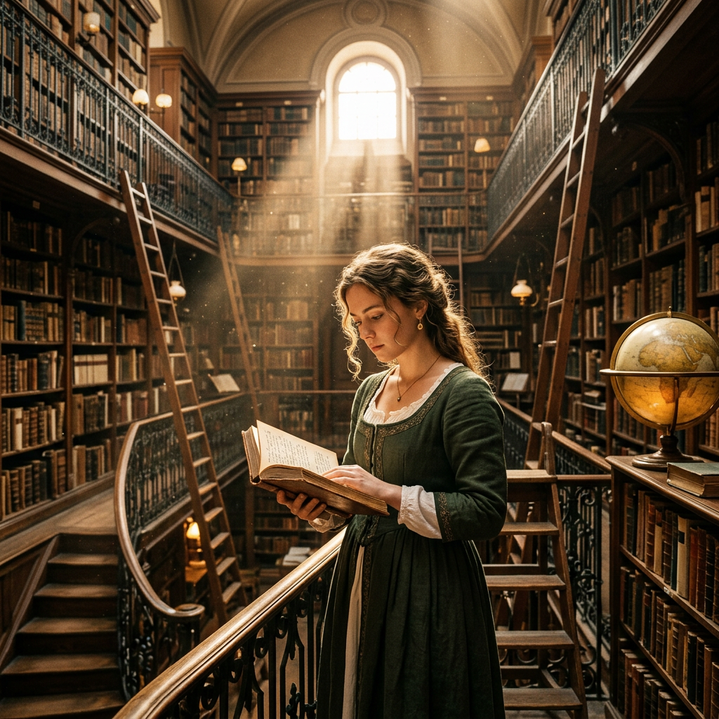 Ancient Library Scholar Dark Academia AI AI portrait example — Professional Headshots
