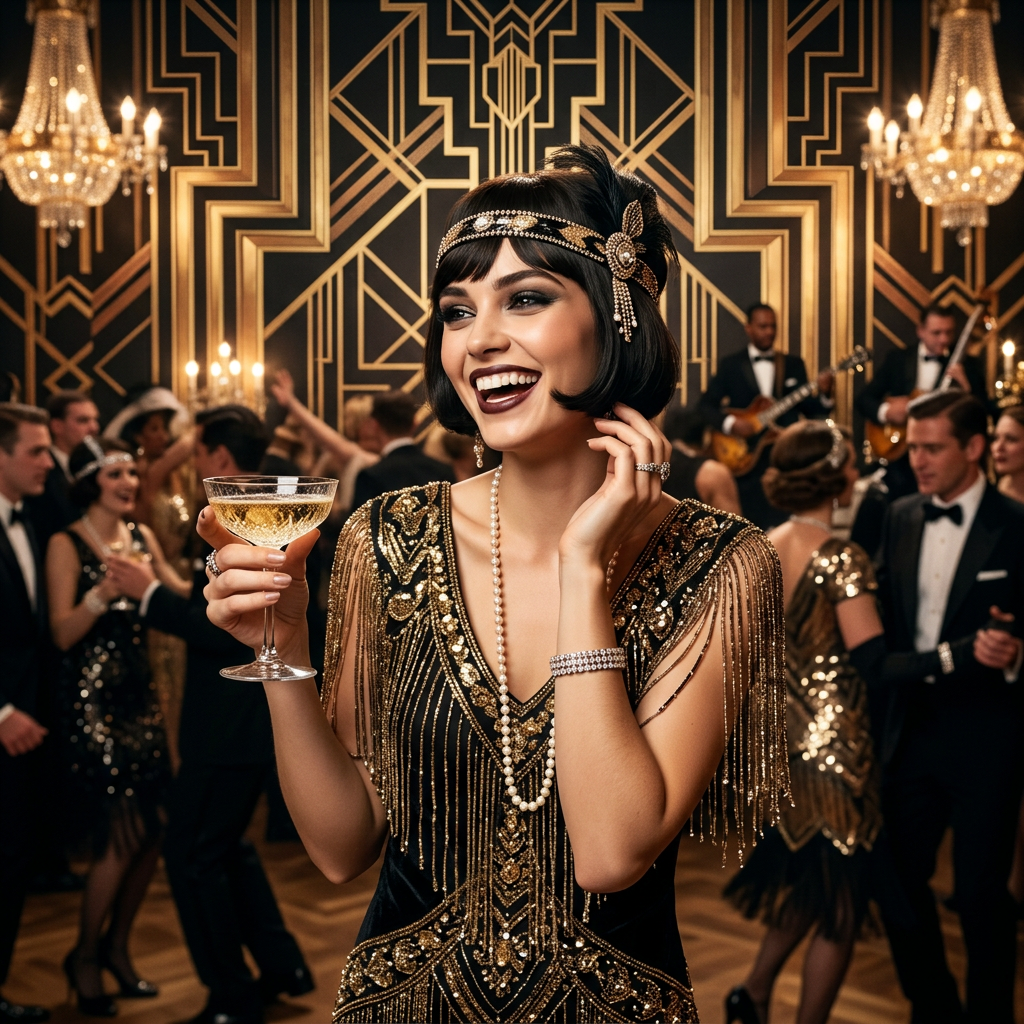 Art Deco Great Gatsby Christmas AI AI portrait example — Seasonal & Holiday