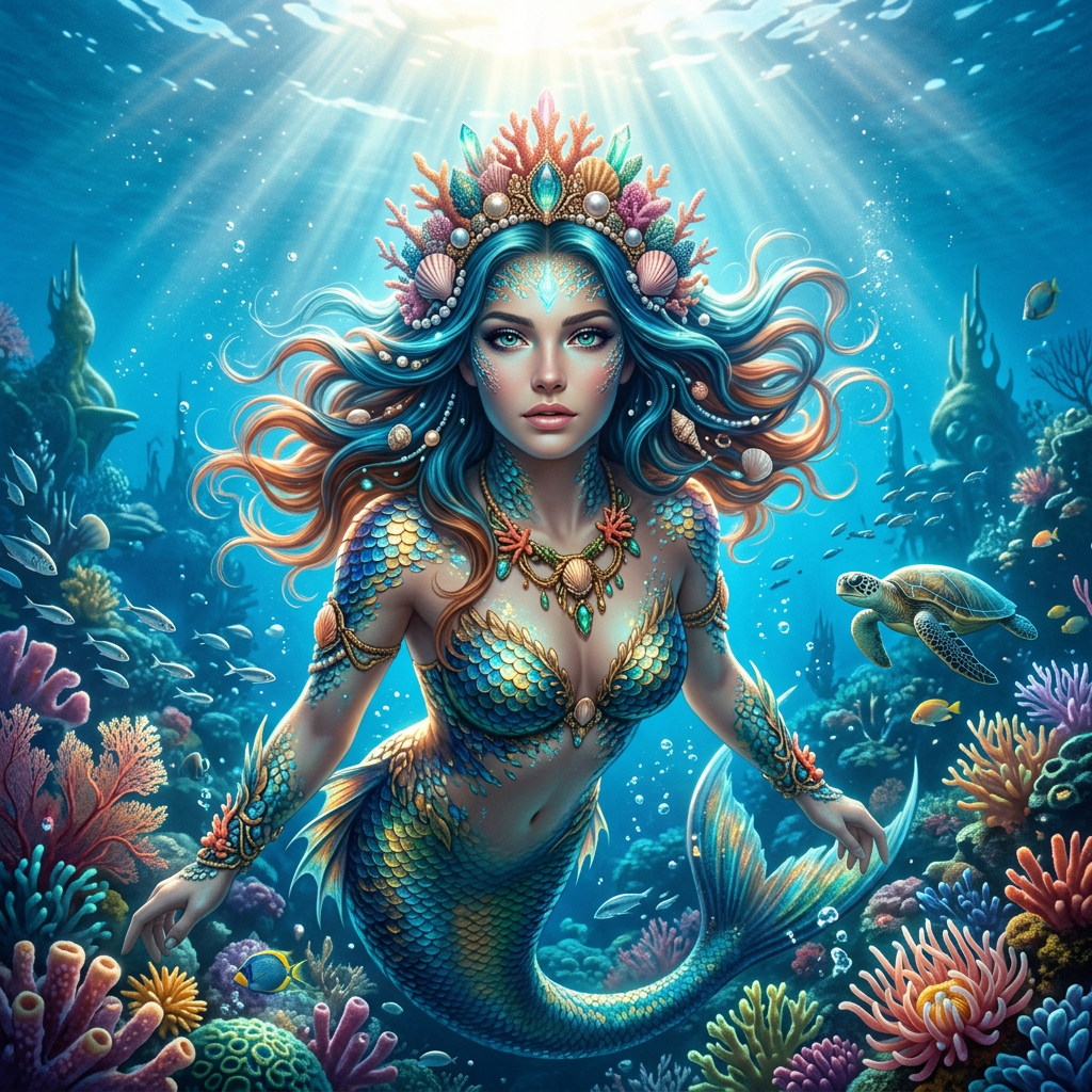 Atlantis Coral Mermaid AI Trend AI portrait example — Fantasy & Cosplay