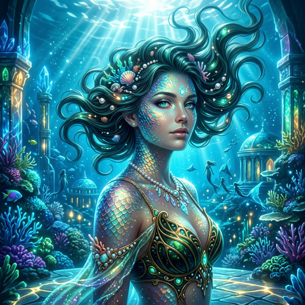 Atlantis Underwater Mermaid AI Portrait AI portrait example — Cinematic & Movie Poster
