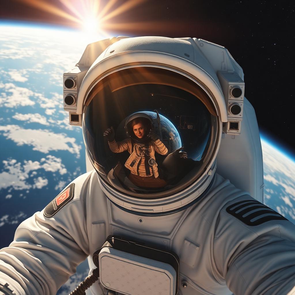 Astronaut Selfie AI portrait example — Futuristic