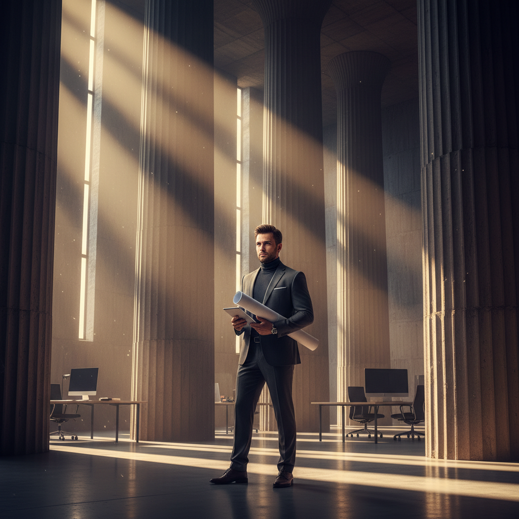 Brutalist Concrete Office Architect AI Portrait AI portrait example — Professional Headshots