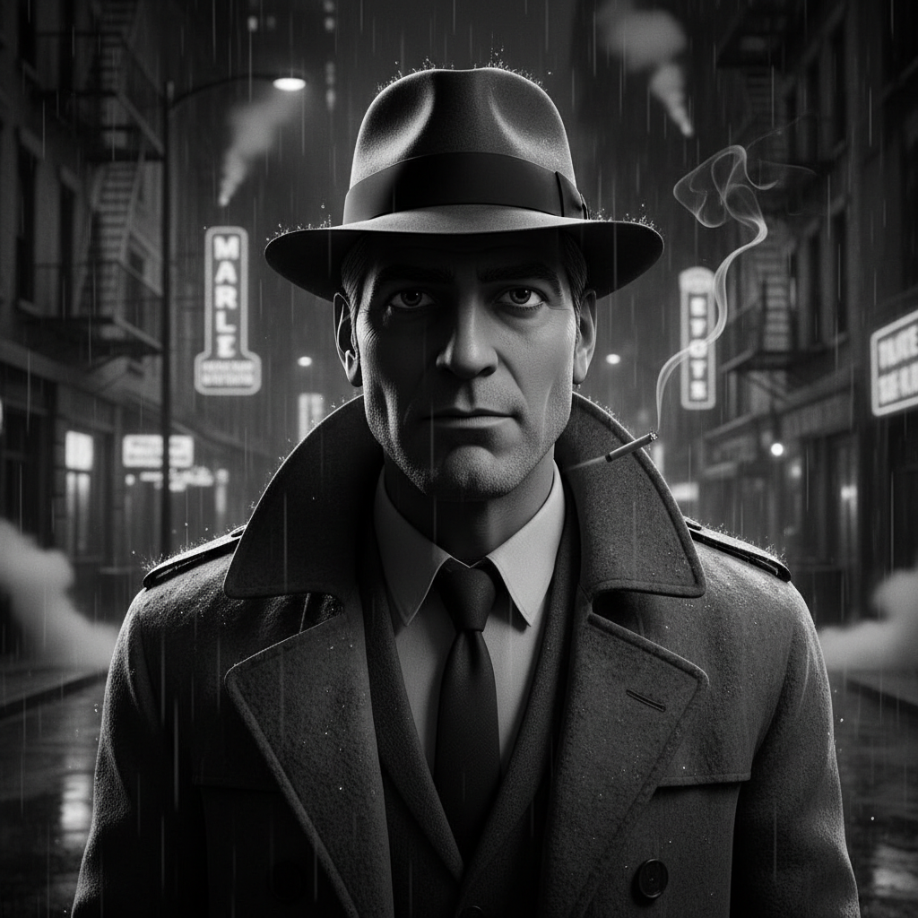 Classic Noir Pixar 3D Detective AI AI portrait example — Disney Pixar 3D