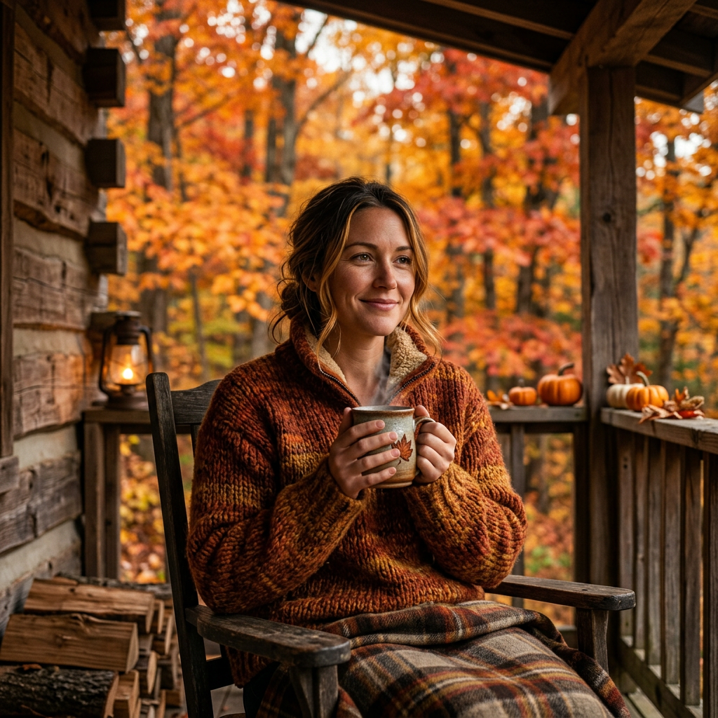 Cozy Autumn Cabin Portrait AI AI portrait