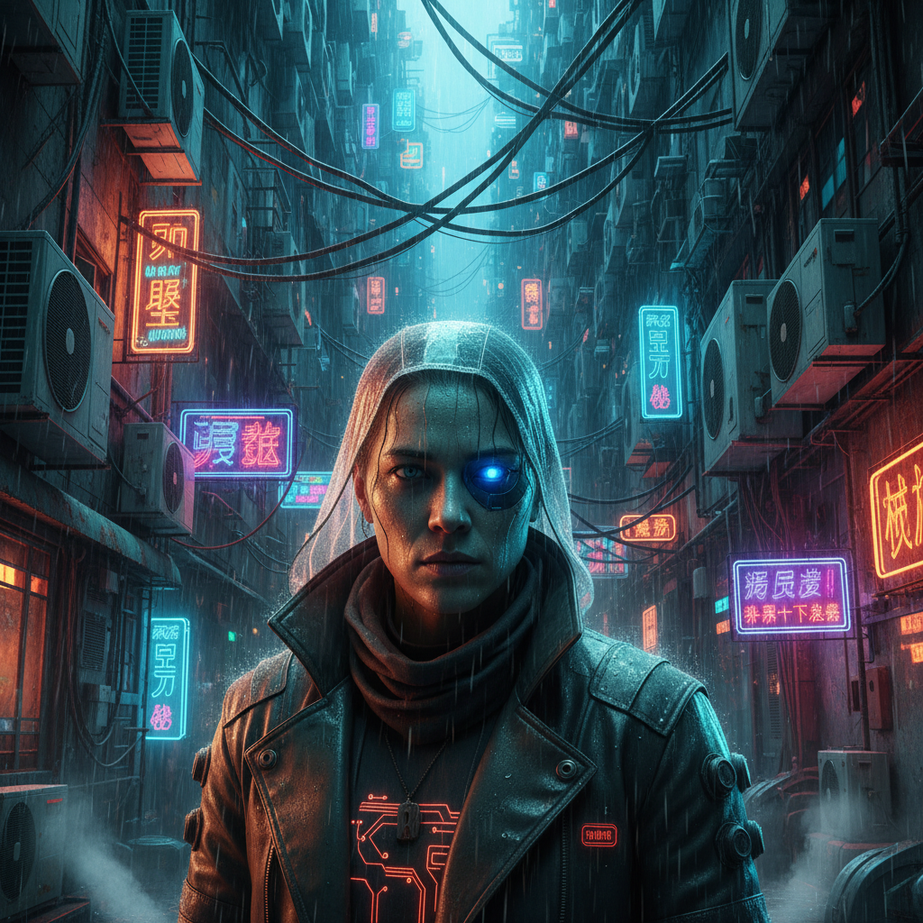 Cyberpunk Kowloon Walled City Rebirth AI AI portrait example — Cyberpunk & Future