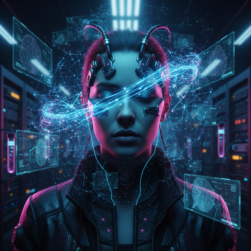 Cyberpunk AI Neural Interface Lab Portrait AI portrait example — Cyberpunk & Future