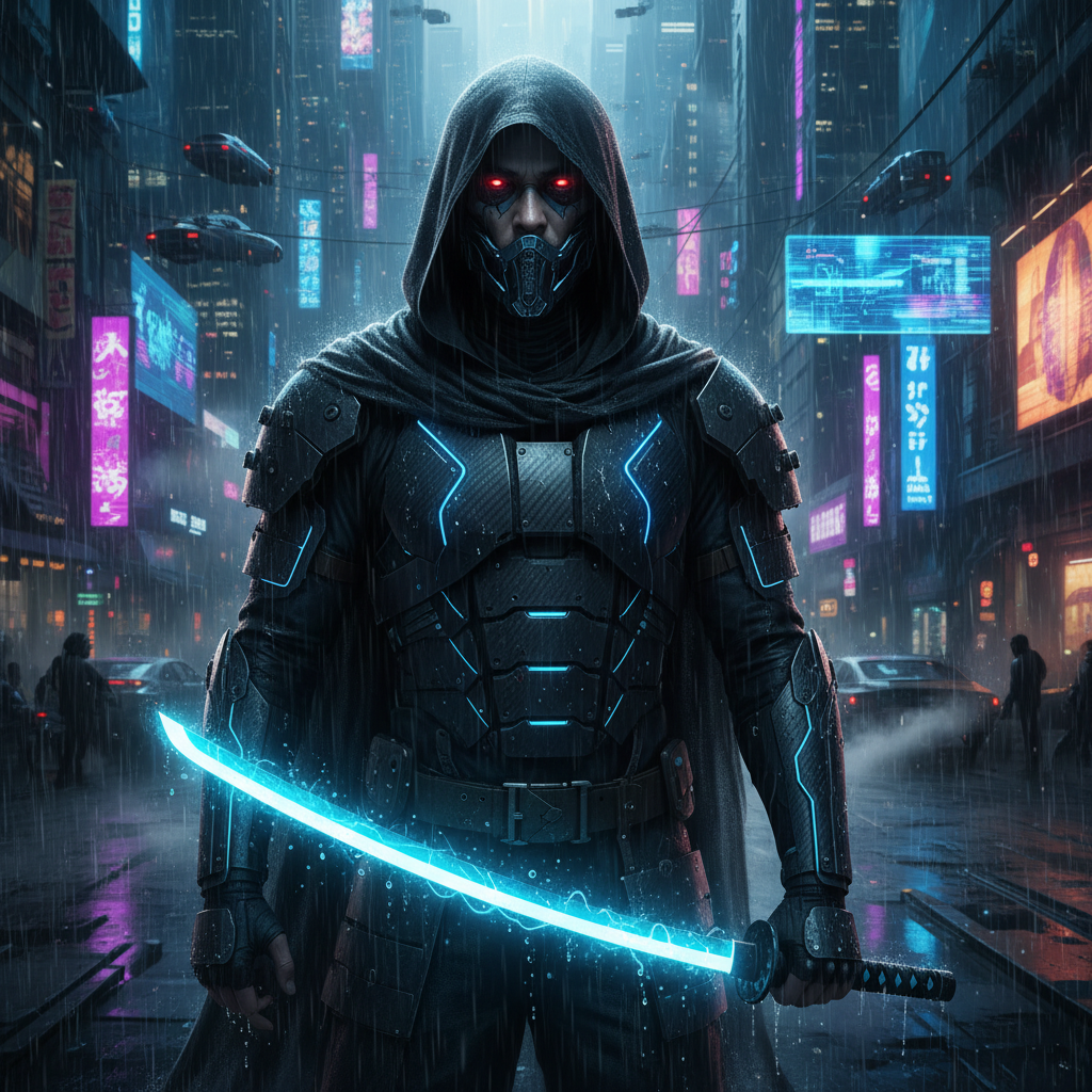 Cyberpunk AI Samurai Ronin Blade Portrait AI portrait