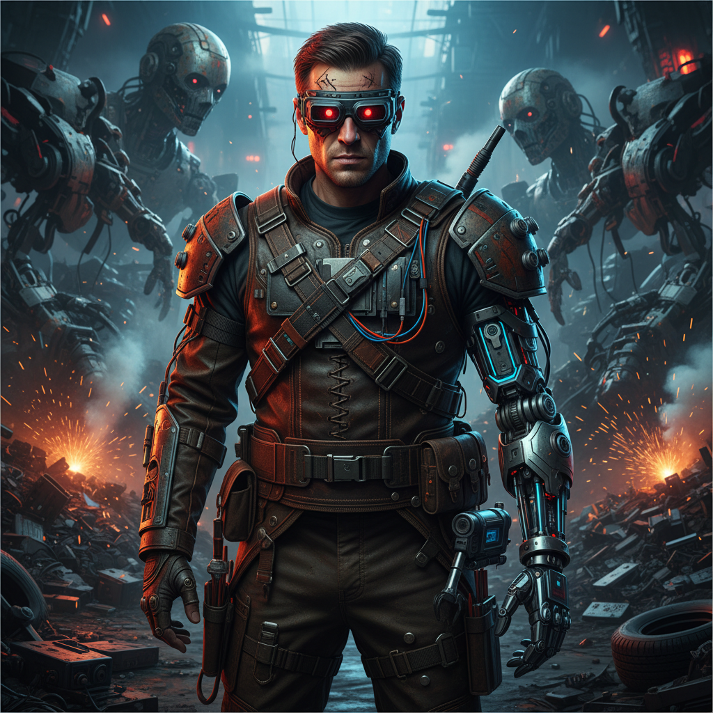 Cyberpunk Scavenger Junkyard Robot AI Portrait AI portrait example — Cyberpunk & Future