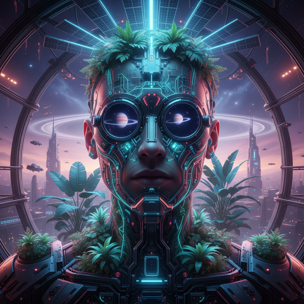 Cyberpunk Space Colony Bio-Dome AI Trend AI portrait example — Cyberpunk & Future