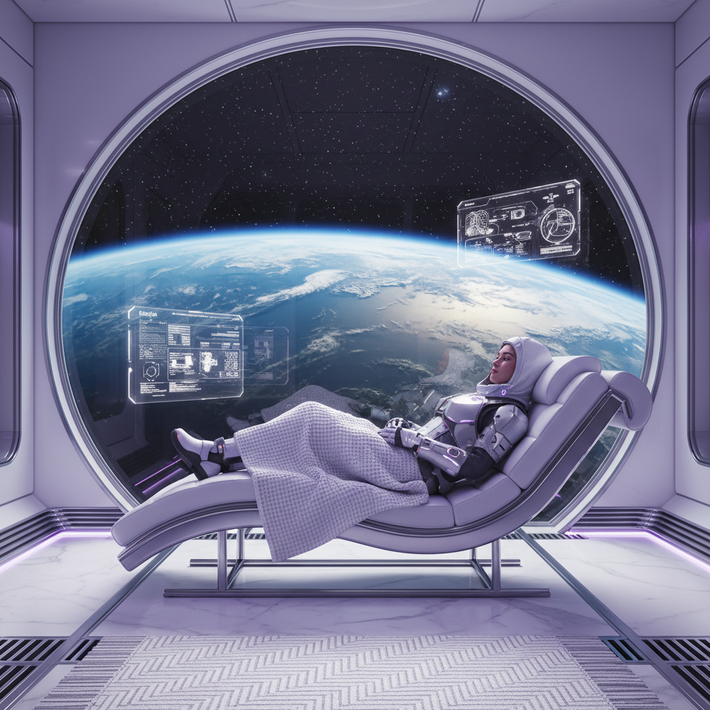 Cyberpunk Orbiting Space Hotel AI Trend AI portrait example — Cyberpunk & Future