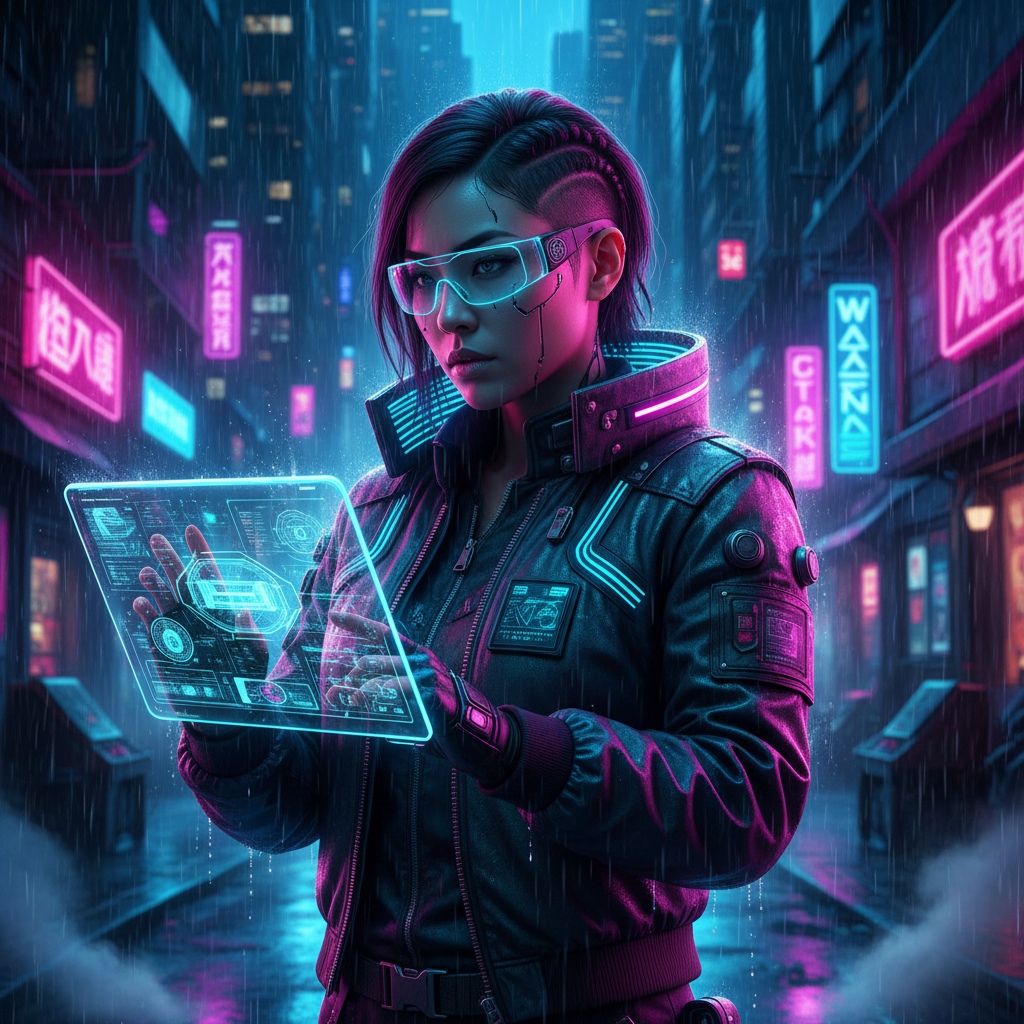Cyberpunk Streetwear Tech Innovator AI Trend AI portrait example — Professional Headshots