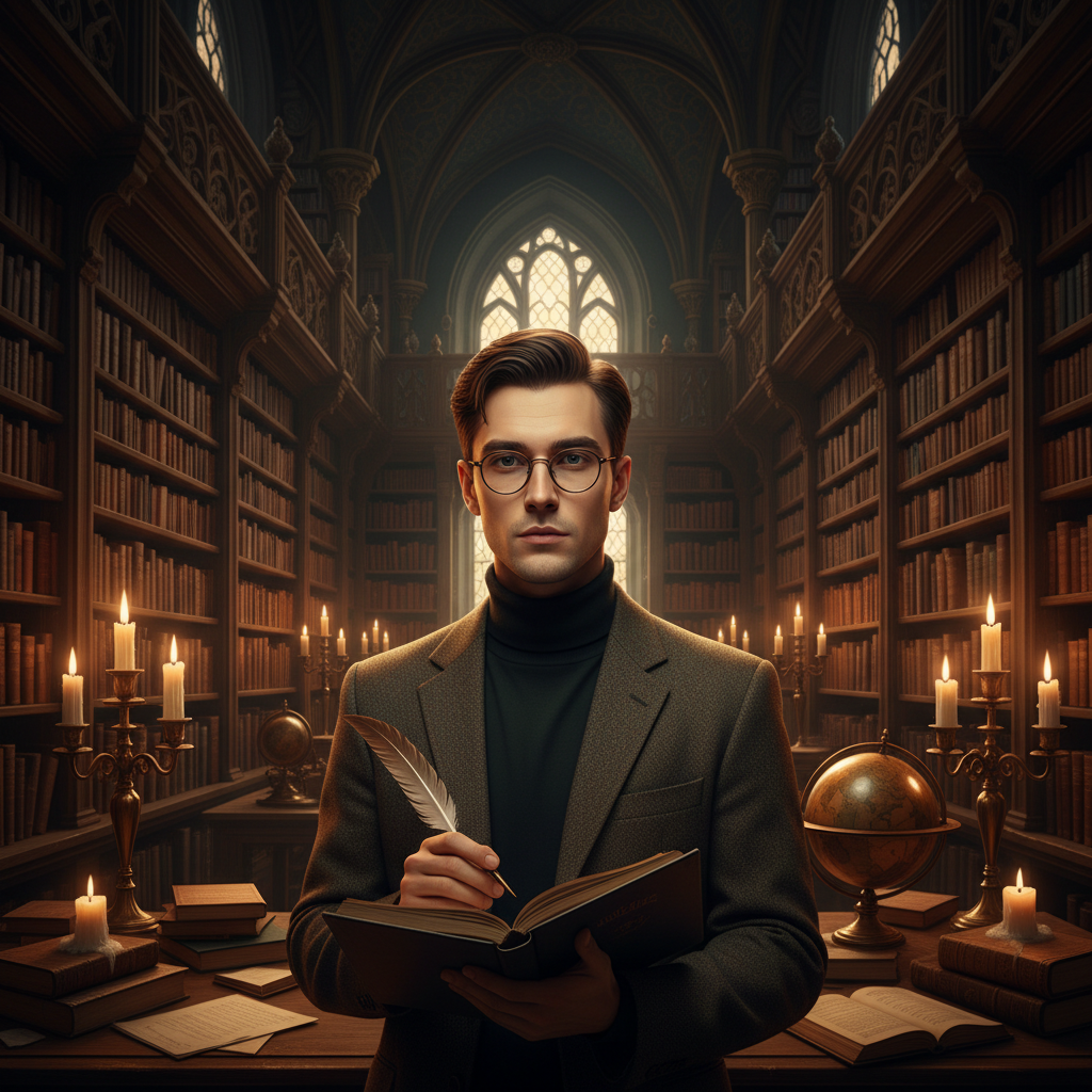 Dark Academia Mystery Library AI AI portrait example — Viral & TikTok