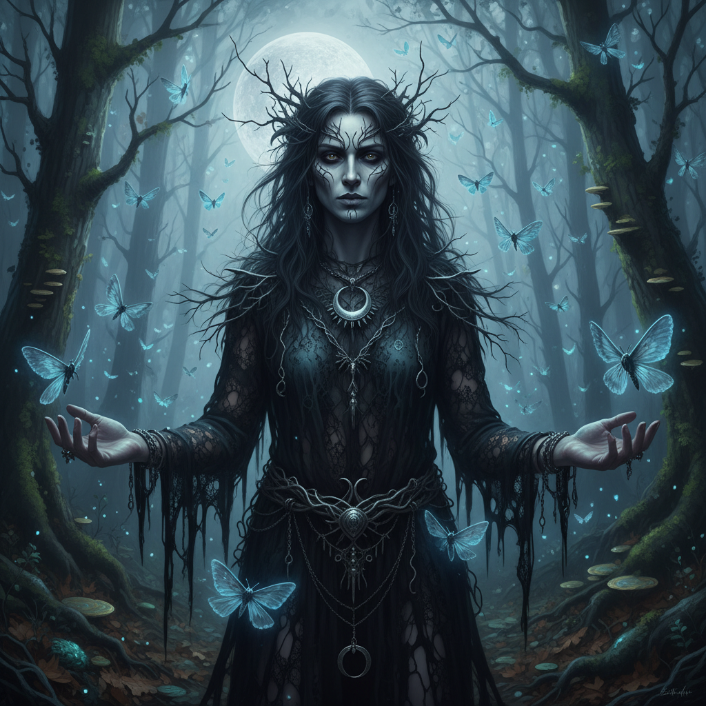 Dark Ethereal Fairytale Forest AI AI portrait example — Fashion & Editorial