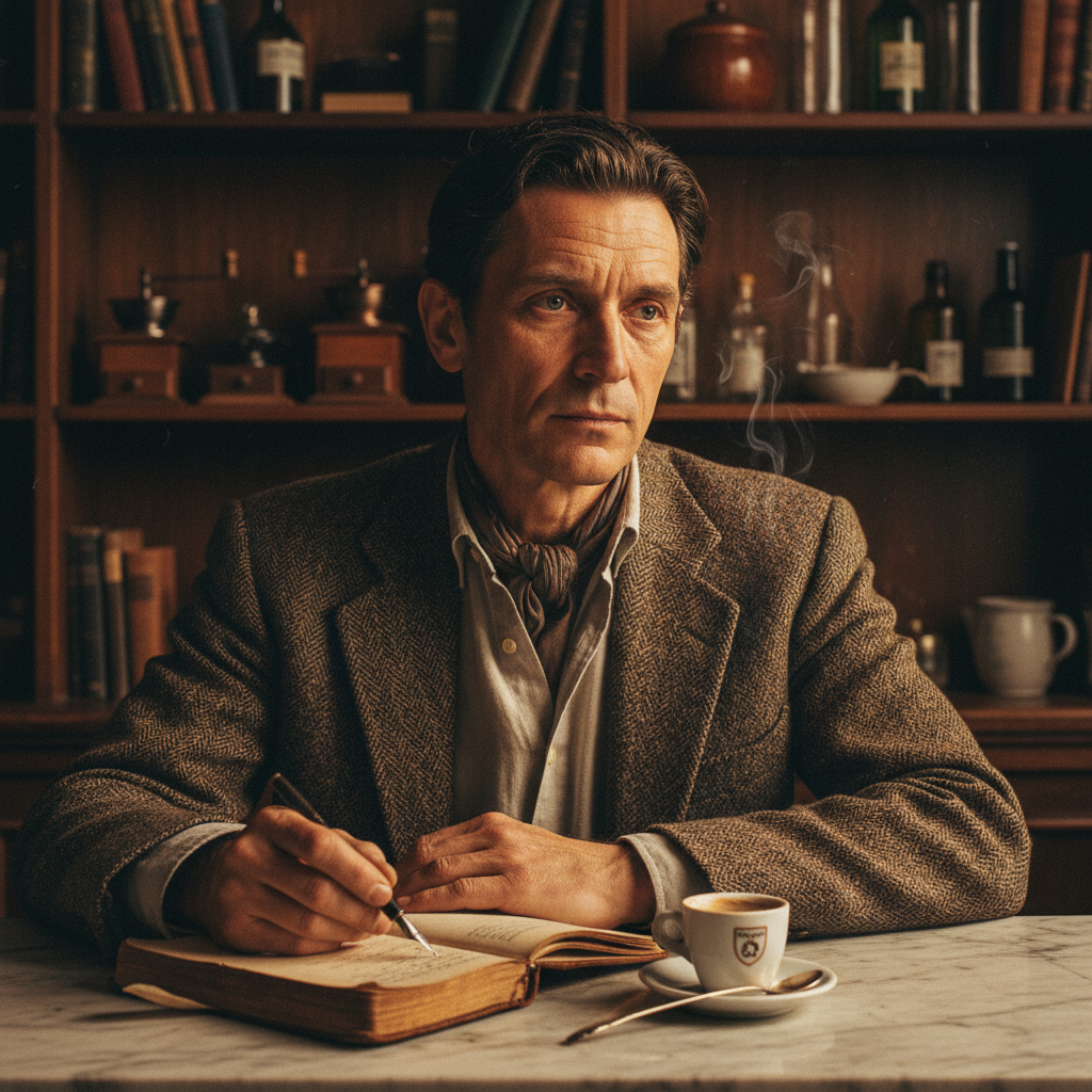 Old World Espresso Bar Writer Portrait AI AI portrait example — Professional Headshots