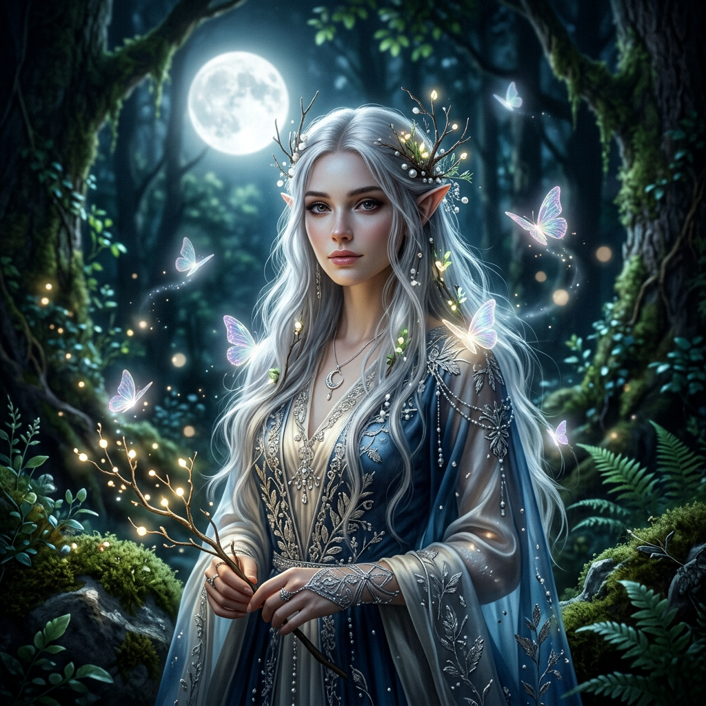Ethereal Moonlight Forest Elf AI Trend AI portrait