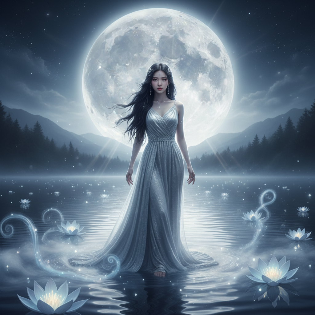 Ethereal Moonlight Lake Goddess AI Portrait AI portrait — K-Pop & Idol