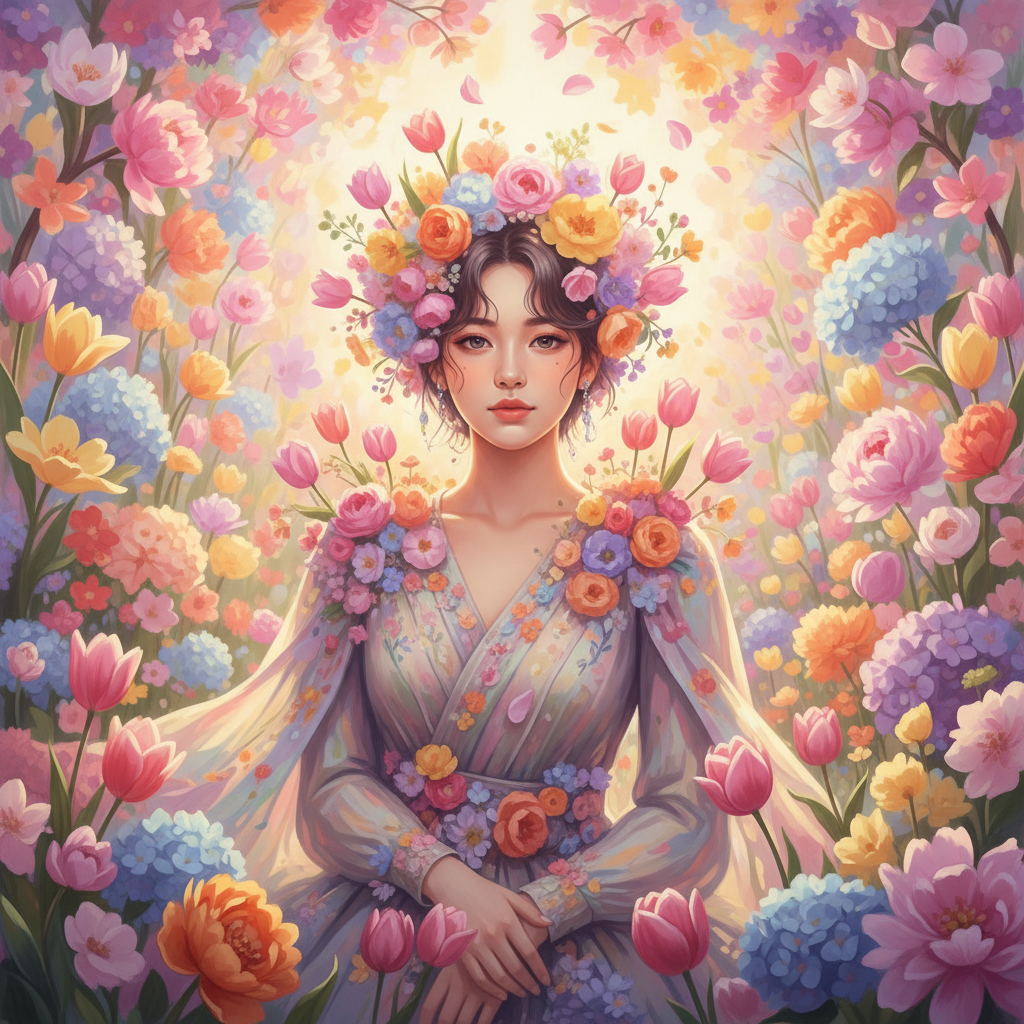 Flower Boy/Girl Bloom Garden AI Portrait AI portrait example — K-Pop & Idol