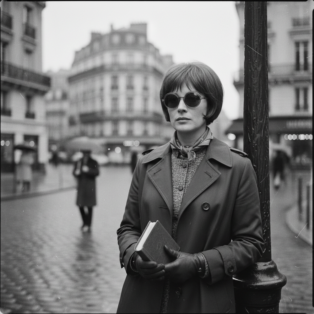 French New Wave 1960s B&W AI Trend AI portrait example — Cinematic & Movie Poster