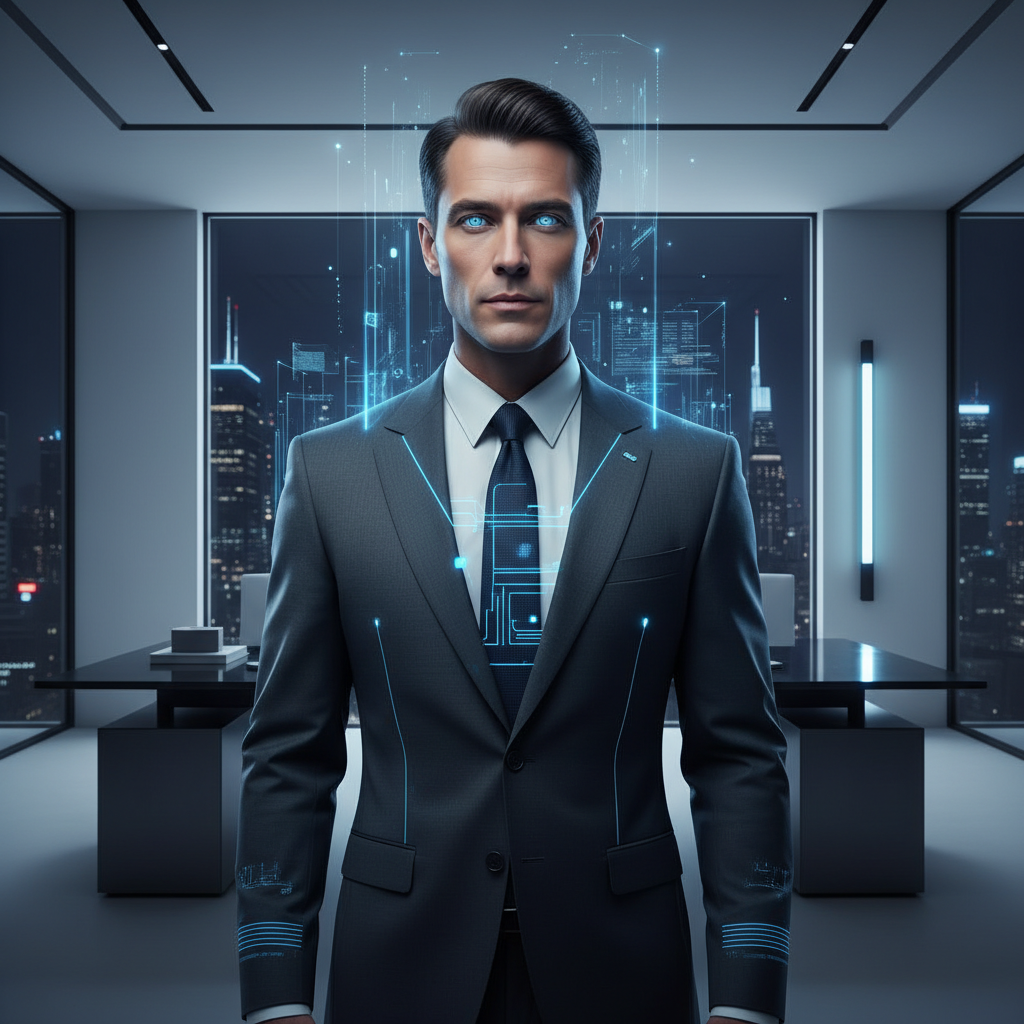 Future Corporate Executive Cyberpunk AI Trend AI portrait example — Cyberpunk & Future