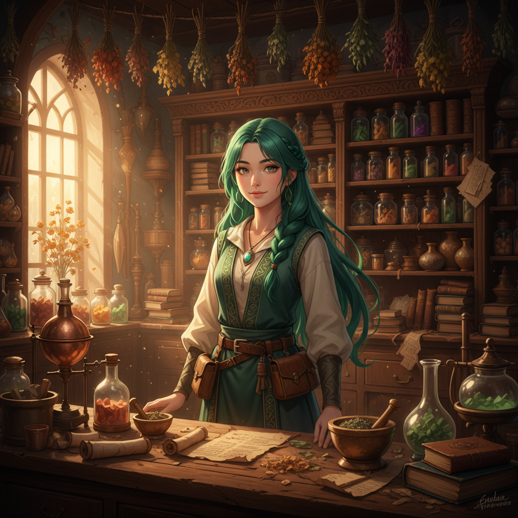 Ghibli Apothecary Herbalist Shop AI Filter AI portrait example — Ghibli & Anime