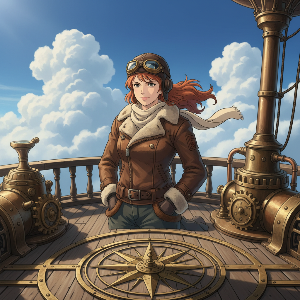Ghibli Clockwork Airship Captain AI Trend AI portrait example — Ghibli & Anime