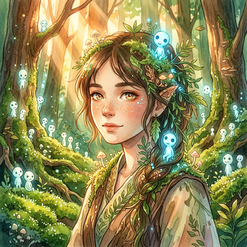 Studio Ghibli Ethereal Forest Spirit Portrait AI portrait