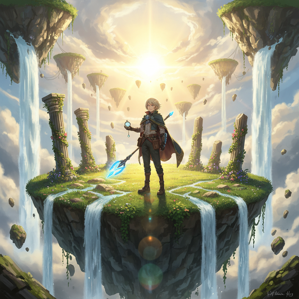 Ghibli Floating Island Sky Kingdom AI AI portrait example — Ghibli & Anime