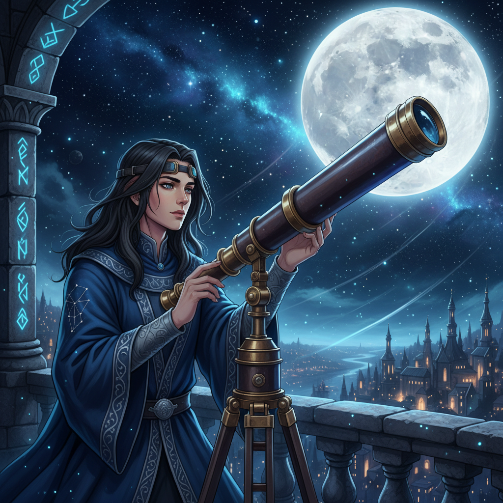 Ghibli Moonlight Balcony Observatory AI Portrait AI portrait example — Ghibli & Anime