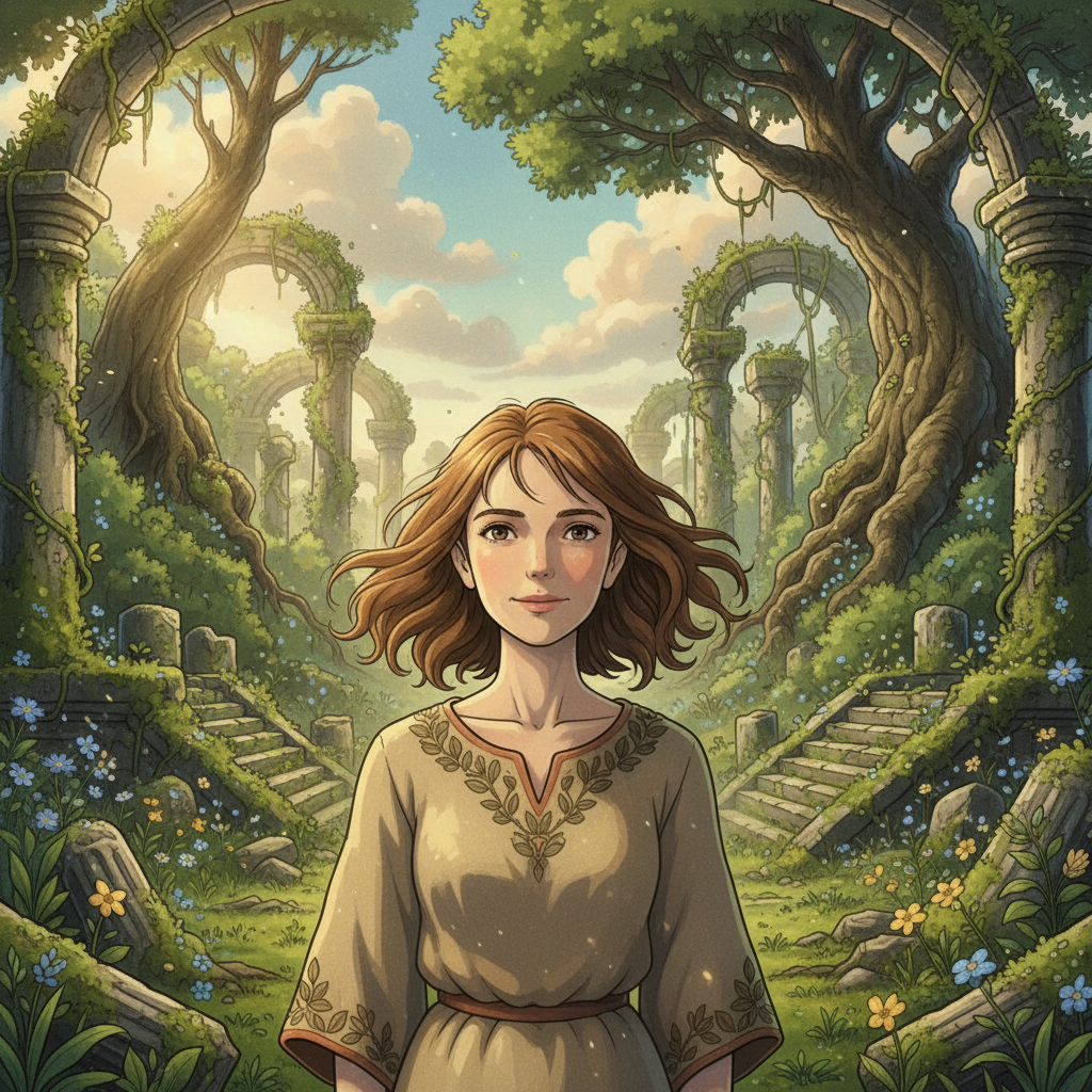 Ghibli Overgrown Ruin Nature AI Portrait AI portrait example — Ghibli & Anime