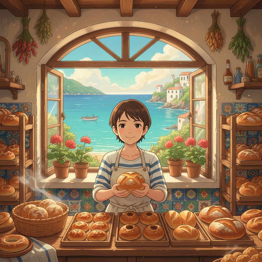 Ghibli Seaside Bakery Aesthetic AI Filter AI portrait example — Ghibli & Anime