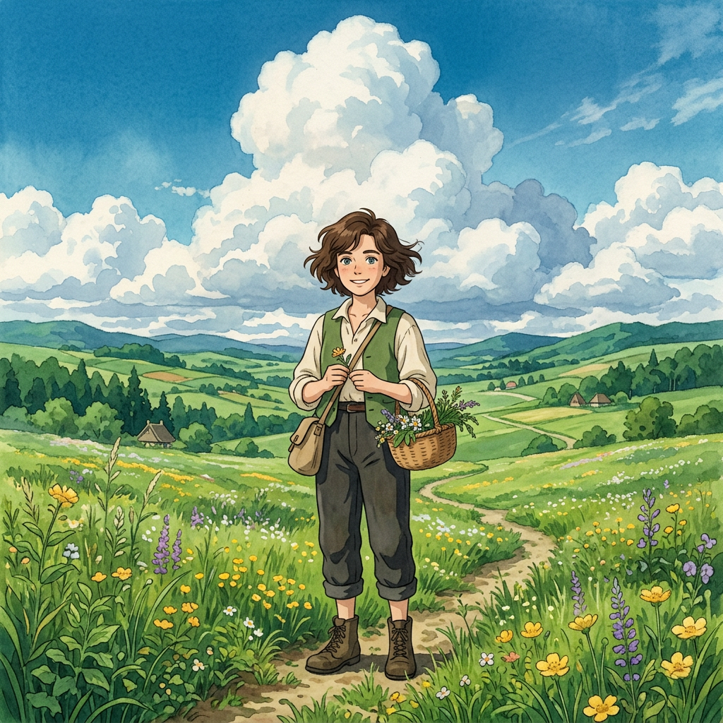 Studio Ghibli Summer Meadow Portrait AI AI portrait example — Ghibli & Anime