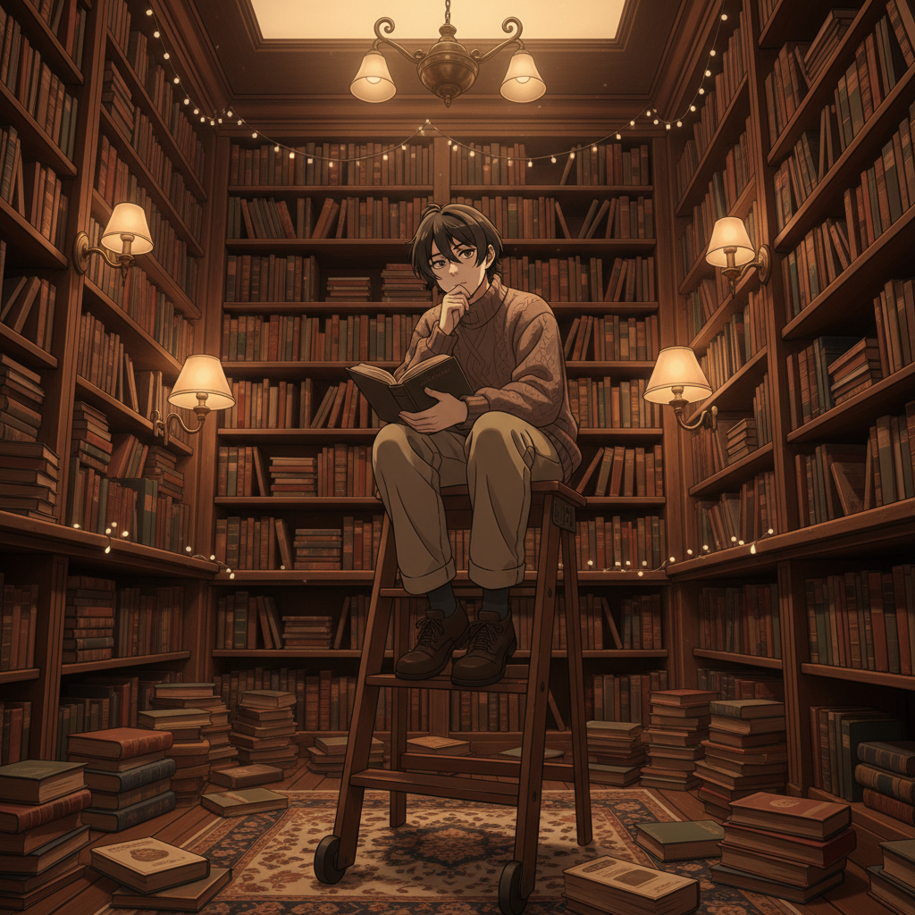 Ghibli Vintage Bookstore Shadow AI Portrait AI portrait example — Ghibli & Anime