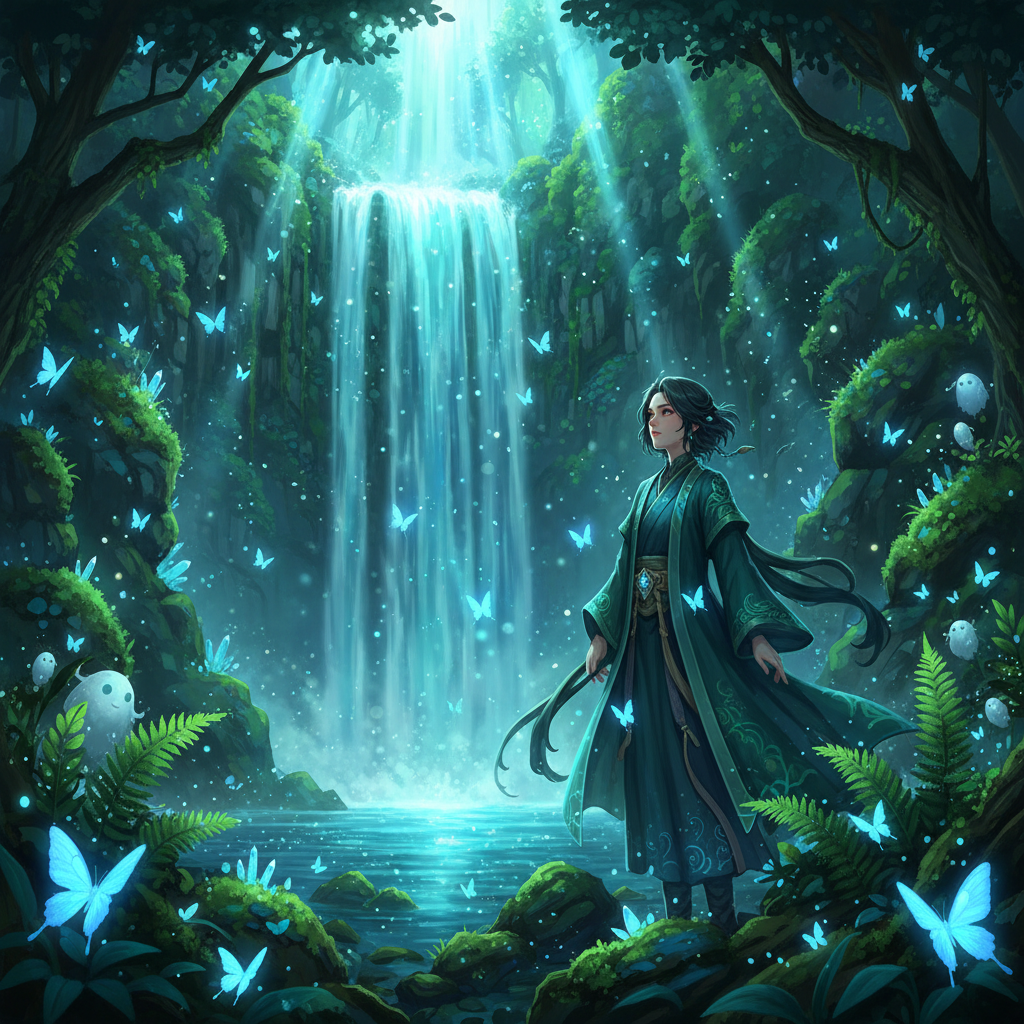 Ghibli Waterfall Spirit Sanctuary AI Portrait AI portrait example — Ghibli & Anime