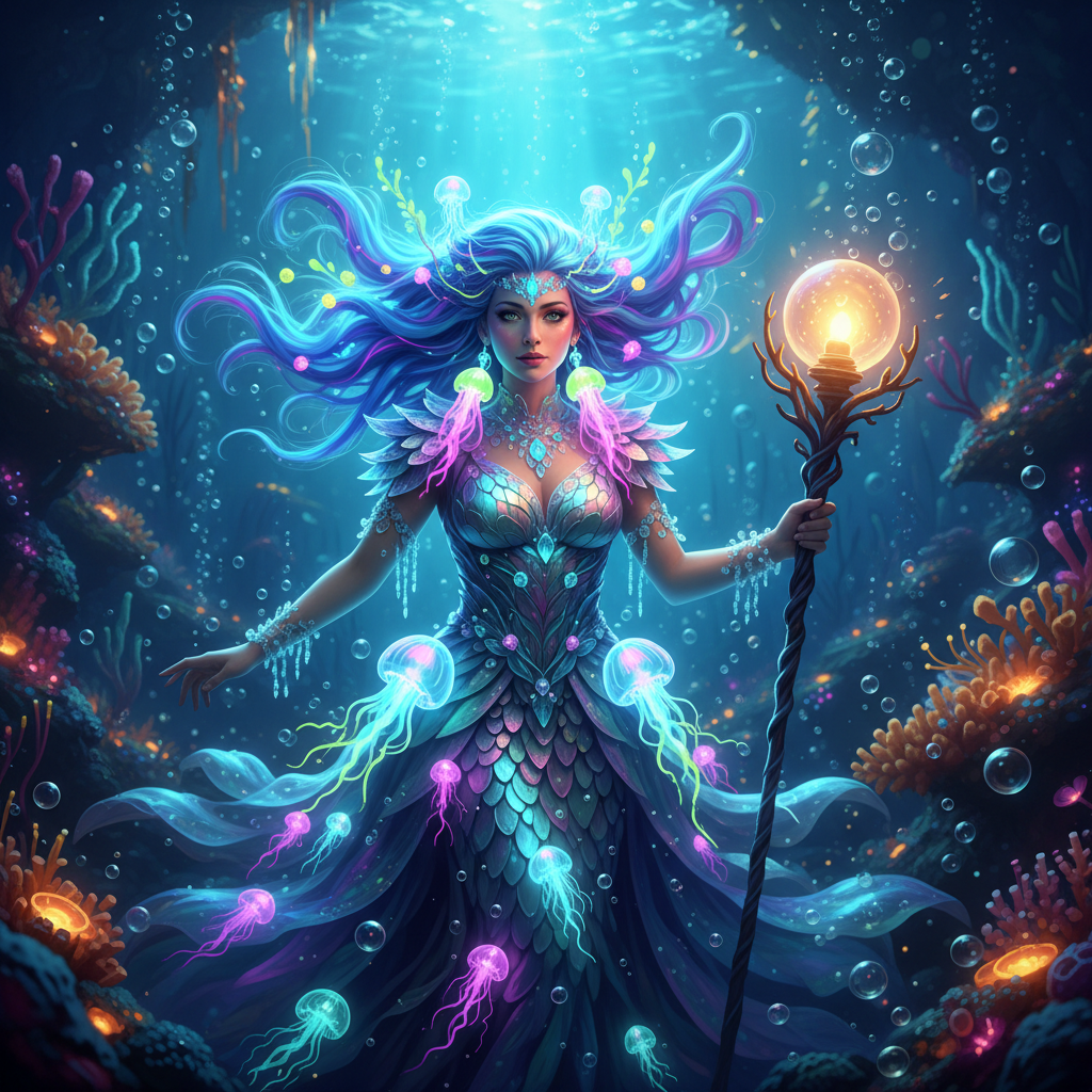 Glacial Neon Underwater Christmas AI AI portrait example — Seasonal & Holiday