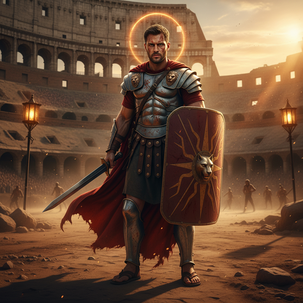 Gladiator Colosseum Roman Epic AI Portrait AI portrait example — Cinematic & Movie Poster