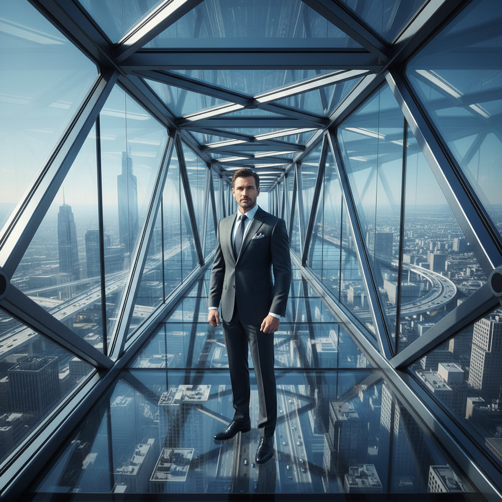 Hyper-Modern Glass Skybridge Executive AI Portrait AI portrait example — Professional Headshots