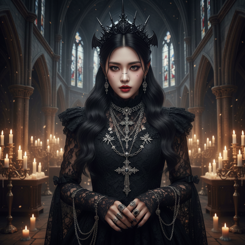 Gothic Cathedral Vampire Idol AI AI portrait example — K-Pop & Idol