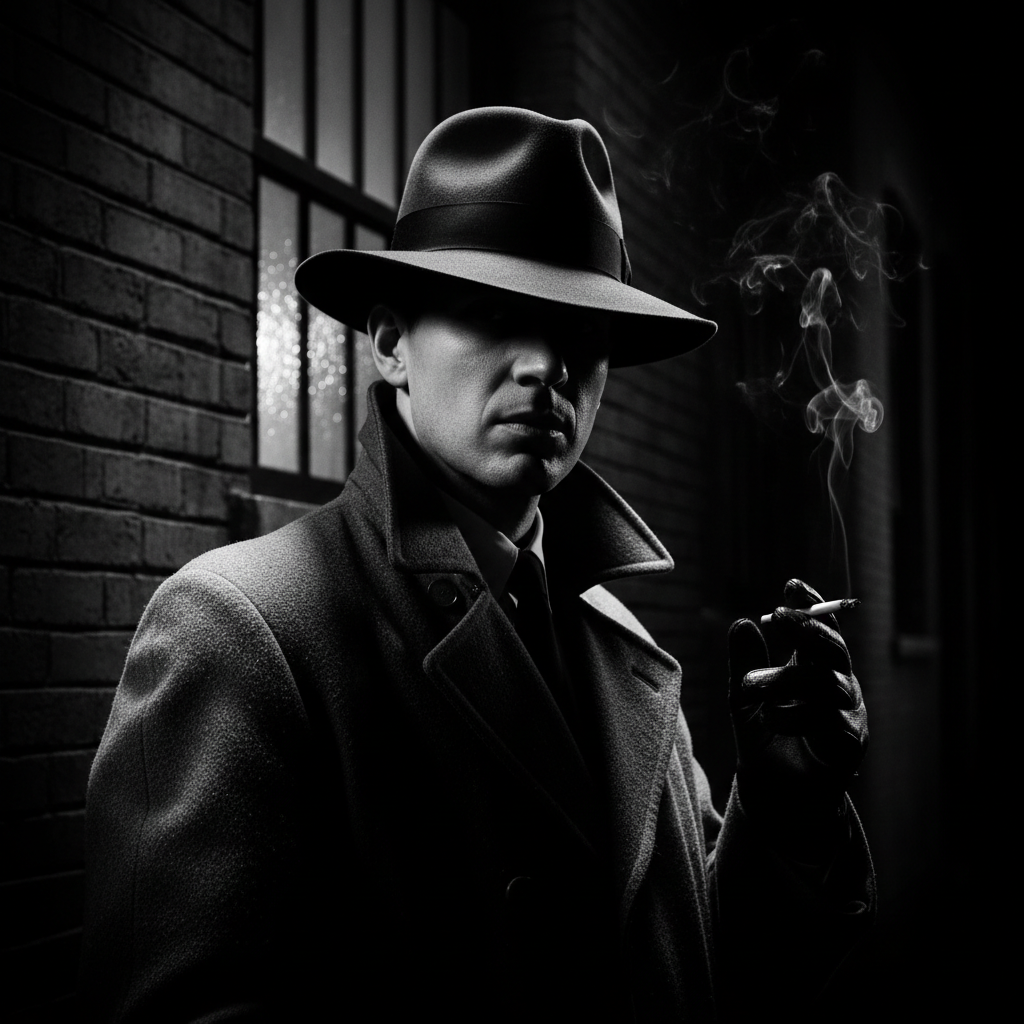 Gothic Noir Shadowed Detective Portrait AI AI portrait example — Professional Headshots