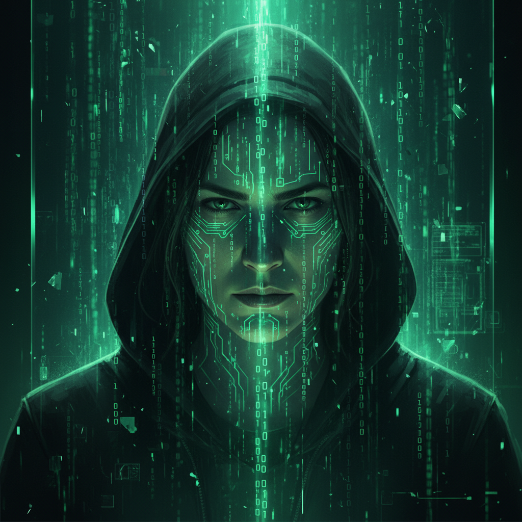Hacker Terminal Matrix Green Portrait AI AI portrait