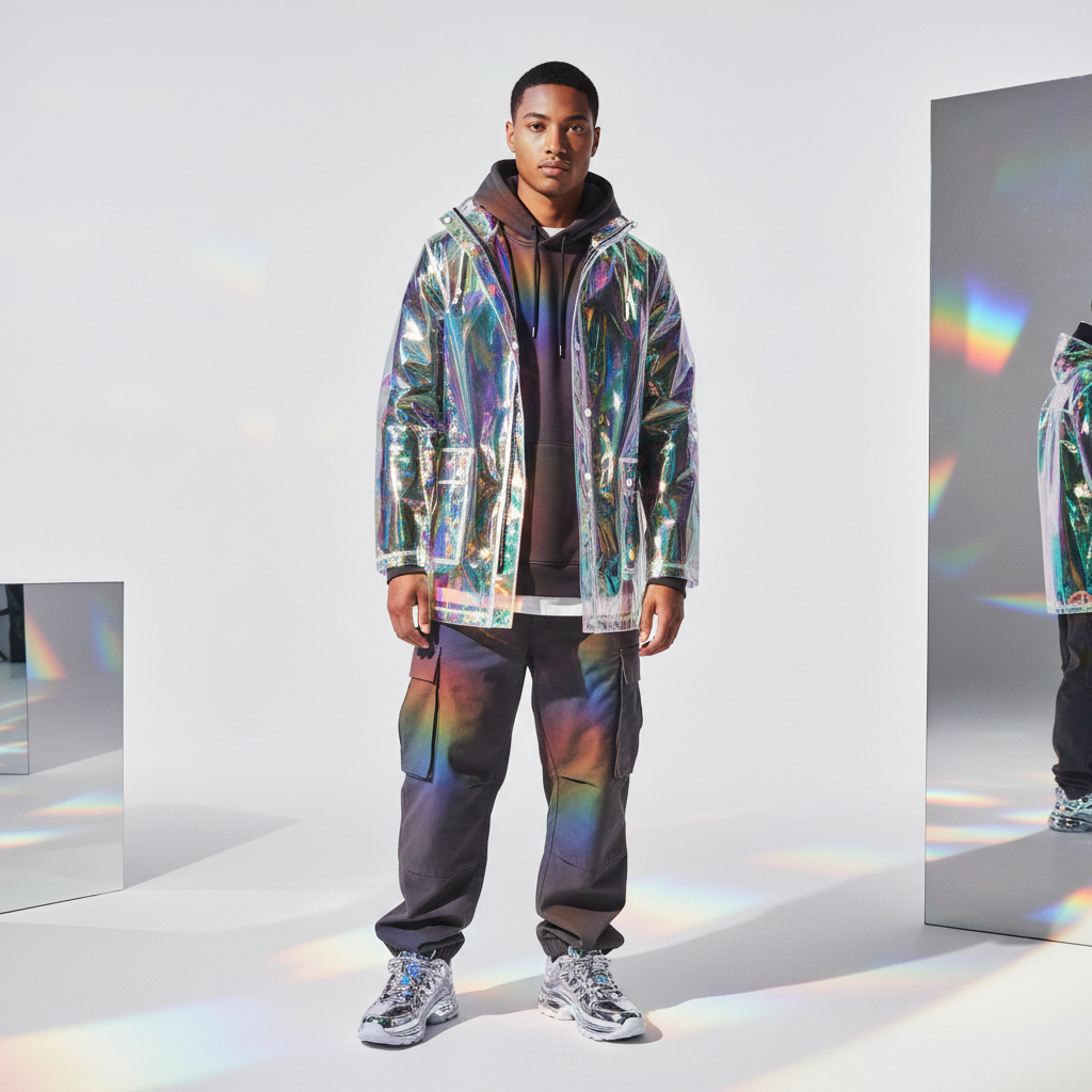 Futuristic Holographic Streetwear AI Trend AI portrait example — Fashion & Editorial